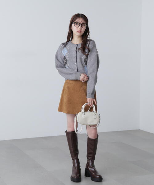 FREE'S MART（フリーズマート）の「◆ダブルジャガードアーガイルニットカーディガン（ニット/セーター・レディース・グレー/ネイビー/ブラウン・FREE）」の11枚目の写真