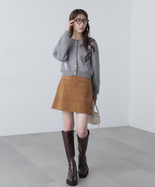 FREE'S MART（フリーズマート）の「◆ダブルジャガードアーガイルニットカーディガン（ニット/セーター・レディース・グレー/ネイビー/ブラウン・FREE）」の12枚目の写真