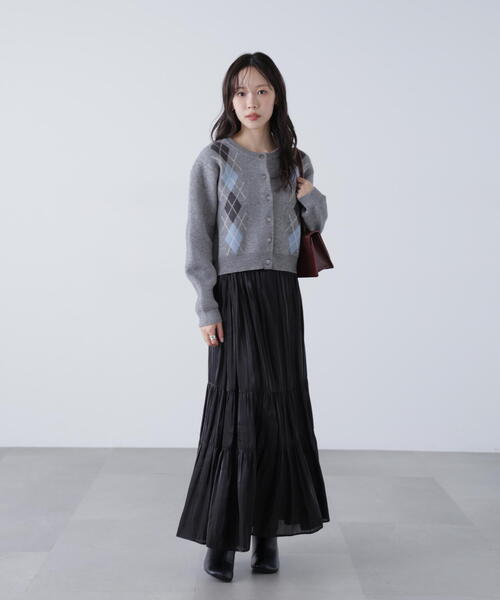 FREE'S MART（フリーズマート）の「◆ダブルジャガードアーガイルニットカーディガン（ニット/セーター・レディース・グレー/ネイビー/ブラウン・FREE）」の17枚目の写真