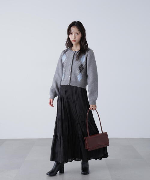 FREE'S MART（フリーズマート）の「◆ダブルジャガードアーガイルニットカーディガン（ニット/セーター・レディース・グレー/ネイビー/ブラウン・FREE）」の18枚目の写真