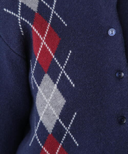 FREE'S MART（フリーズマート）の「◆ダブルジャガードアーガイルニットカーディガン（ニット/セーター・レディース・グレー/ネイビー/ブラウン・FREE）」の6枚目の写真