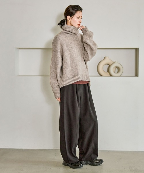 LAKOLE（ラコレ）の「スラックスコクーンパンツ / 611812（スラックス・レディース・チャコール/モカ/ブラック・FREE）」の6枚目の写真