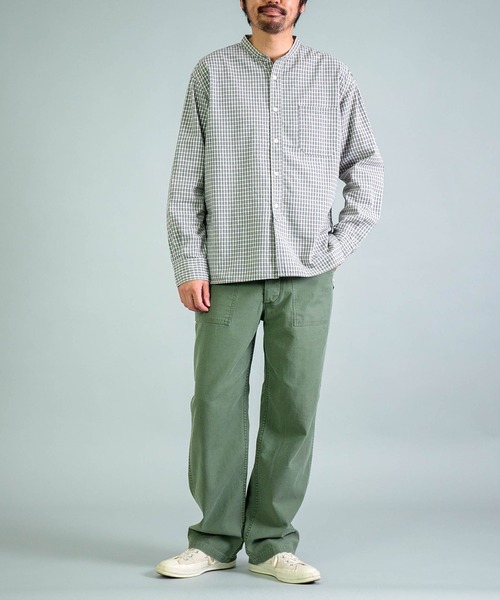 OMNIGOD（オムニゴッド）の「[OMNIGOD mens / オムニゴッド] オリジナルギンガムチェックシャンブレー スタンドカラーワークシャツ（シャツ/ブラウス・メンズ・グレー系その他・4/3/2）」の3枚目の写真