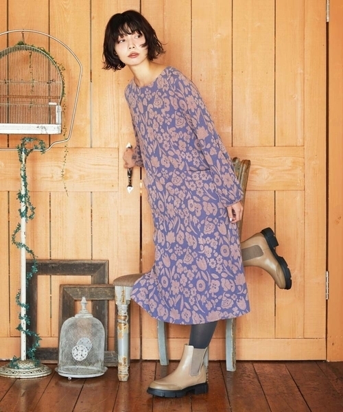 セール】Paseo de las flores フラワージャカードワンピース