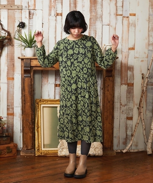Jocomomola（ホコモモラ）の「Paseo de las flores フラワージャカードワンピース（ワンピース・レディース・ブラック/ブルー・40）」の11枚目の写真