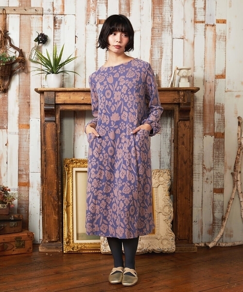 セール】Paseo de las flores フラワージャカードワンピース