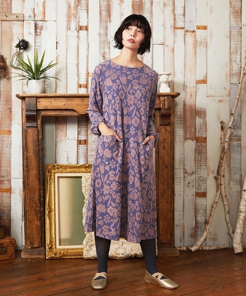 Jocomomola（ホコモモラ）の「Paseo de las flores フラワージャカードワンピース（ワンピース・レディース・ブラック/ブルー・40）」の15枚目の写真