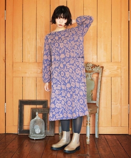 Jocomomola（ホコモモラ）の「Paseo de las flores フラワージャカードワンピース（ワンピース・レディース・ブラック/ブルー・40）」の16枚目の写真
