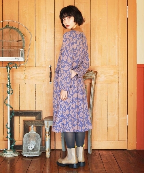 Jocomomola（ホコモモラ）の「Paseo de las flores フラワージャカードワンピース（ワンピース・レディース・ブラック/ブルー・40）」の17枚目の写真