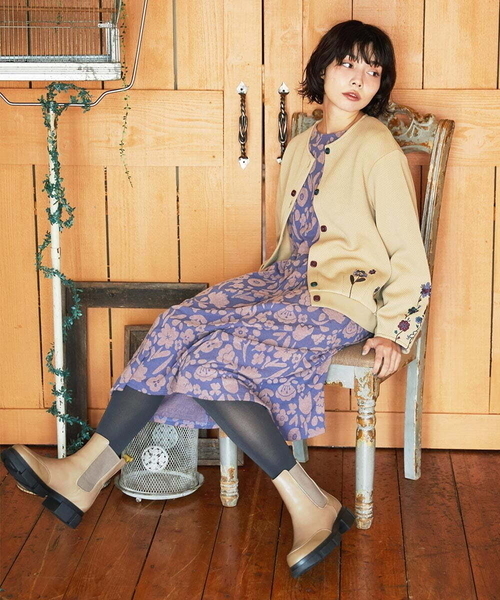Jocomomola（ホコモモラ）の「Paseo de las flores フラワージャカードワンピース（ワンピース・レディース・ブラック/ブルー・40）」の18枚目の写真