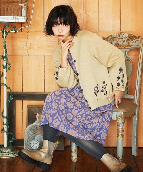 Jocomomola（ホコモモラ）の「Paseo de las flores フラワージャカードワンピース（ワンピース・レディース・ブラック/ブルー・40）」の19枚目の写真
