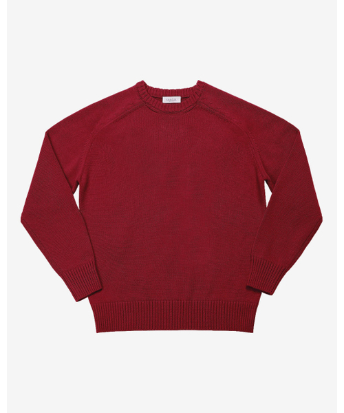 Saddle Crew neck Knit (Red)