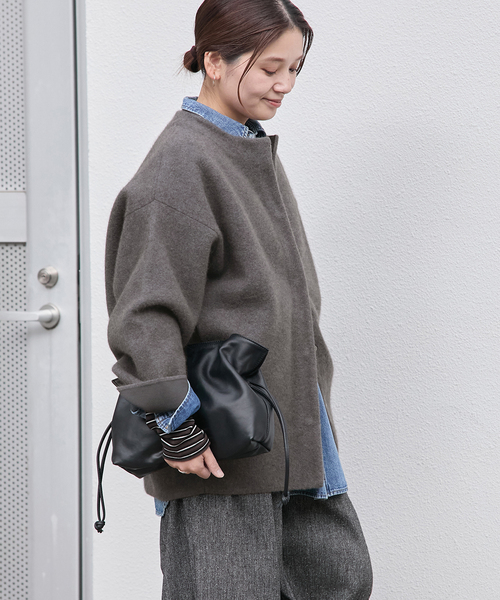 追加2》ダブルフェイスコクーンニットジャケット（カーディガン/ボレロ