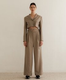 ベルトポイントウールワイドパンツ - ベージュ