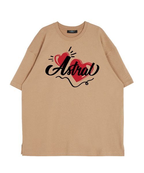 ASTRAL PROJECTION(アストラルプロジェクション)の「ダブルハートラウンドネック15番手綿半袖Tシャツ_ベージュ(Tシャツ/カットソー・レディース・その他・LARGE/MEDIUM/X-LARGE)」の2枚目の写真