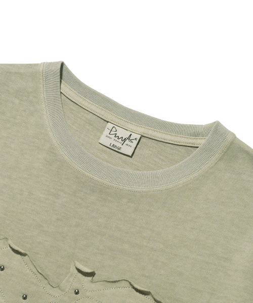 PHYSICAL DEPARTMENT（フィジカル デパートメント）の「アプリケスタッズピグメント半袖Tシャツ_グレージ（Tシャツ/カットソー・レディース・その他・SMALL/MEDIUM/LARGE/X-LARGE）」の4枚目の写真