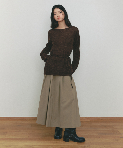 SSEMI(セミ)の「CLASSIC PLEATS SKIRT(BE)(スカート・レディース・ベージュ・SMALL/MEDIUM)」の1枚目の写真