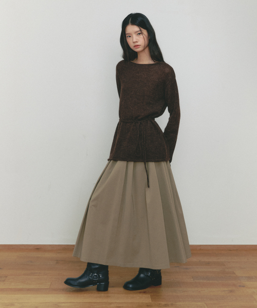 SSEMI(セミ)の「CLASSIC PLEATS SKIRT(BE)(スカート・レディース・ベージュ・SMALL/MEDIUM)」の2枚目の写真