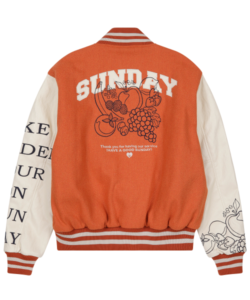 SUNDAY FRUIT MARKET(サンデーフルーツマーケット)の「GOLDEN HOUR VARSITY JACKET ORANGE(スタジャン・メンズ・その他・MEDIUM/LARGE)」の5枚目の写真