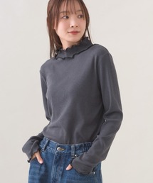 テレコリブハイネックメロー長袖トップス