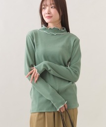 テレコリブハイネックメロー長袖トップス