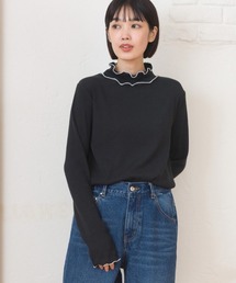 テレコリブハイネックメロー長袖トップス