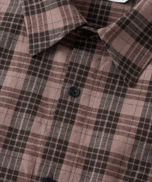 NONBLANK（ノンブランク）の「[夏]クリンクルリネンチェックシャツ_PINK（シャツ/ブラウス・メンズ・ピンク・LARGE/X-LARGE）」の4枚目の写真