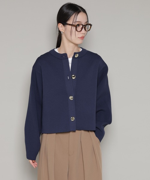 セール】ビッグボタンクルーネックニットカーディガン（カーディガン