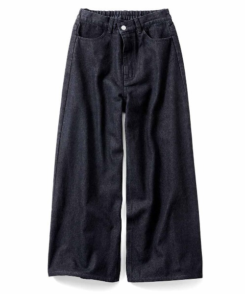 IEDIT(イディット)の「IEDIT 2ーWAYウエストデザインのワイドデニムパンツ(デニムパンツ・レディース・ブルー/ブラック・3L/LL/L/M)」の1枚目の写真