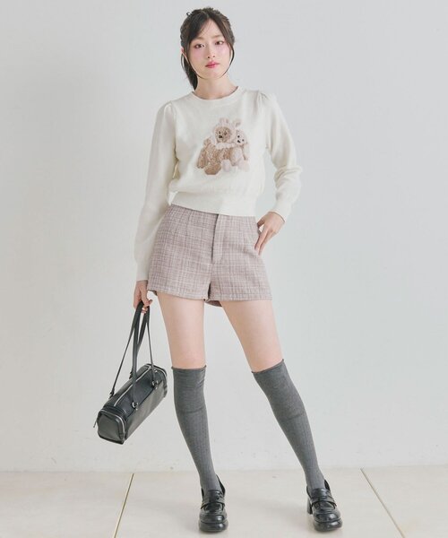 OLIVE des OLIVE（オリーブデオリーブ）の「かぶりものアニマルジャガードニット（ニット/セーター・レディース・ネイビー/トップグレー/オフホワイト/ピンク・FREE）」の5枚目の写真