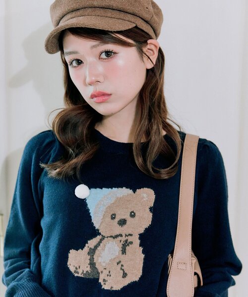 OLIVE des OLIVE（オリーブデオリーブ）の「かぶりものアニマルジャガードニット（ニット/セーター・レディース・ネイビー/トップグレー/オフホワイト/ピンク・FREE）」の9枚目の写真