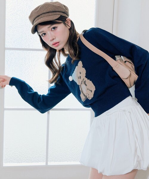 OLIVE des OLIVE（オリーブデオリーブ）の「かぶりものアニマルジャガードニット（ニット/セーター・レディース・ネイビー/トップグレー/オフホワイト/ピンク・FREE）」の10枚目の写真