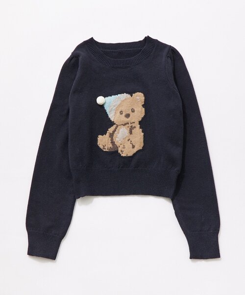 OLIVE des OLIVE（オリーブデオリーブ）の「かぶりものアニマルジャガードニット（ニット/セーター・レディース・ネイビー/トップグレー/オフホワイト/ピンク・FREE）」の14枚目の写真