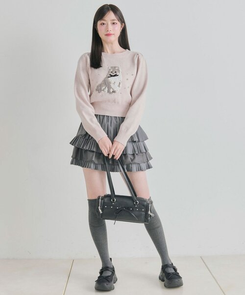 OLIVE des OLIVE（オリーブデオリーブ）の「かぶりものアニマルジャガードニット（ニット/セーター・レディース・ネイビー/トップグレー/オフホワイト/ピンク・FREE）」の16枚目の写真