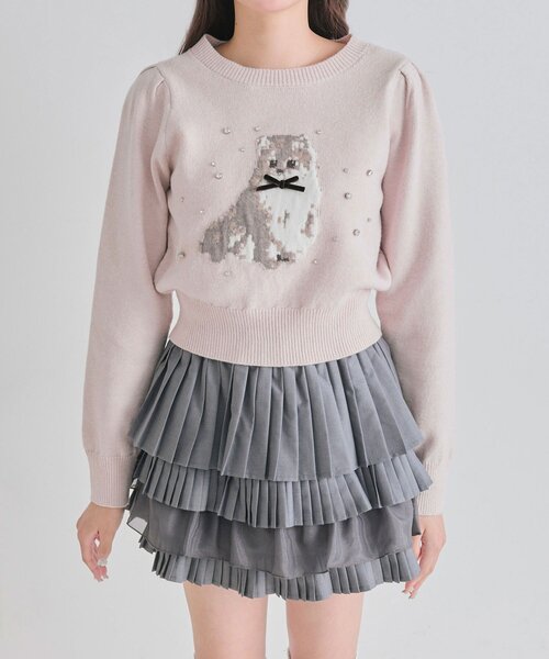 OLIVE des OLIVE（オリーブデオリーブ）の「かぶりものアニマルジャガードニット（ニット/セーター・レディース・ネイビー/トップグレー/オフホワイト/ピンク・FREE）」の19枚目の写真