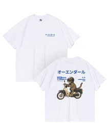 OUNDERR（オアンダーアール）の「RIDING BIKE CAT オーバーサイズ 半袖Tシャツ (ホワイト)（Tシャツ/カットソー）」