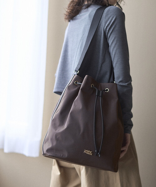 OUTDOOR PRODUCTS（アウトドアプロダクツ）の「OUTDOOR PRODUCTS × Firsthand/アウトドアプロダクツ 別注 巾着ショルダー トートバッグ（トートバッグ・レディース・ベージュ/ブラック/ブラウン・ONE SIZE）」の7枚目の写真