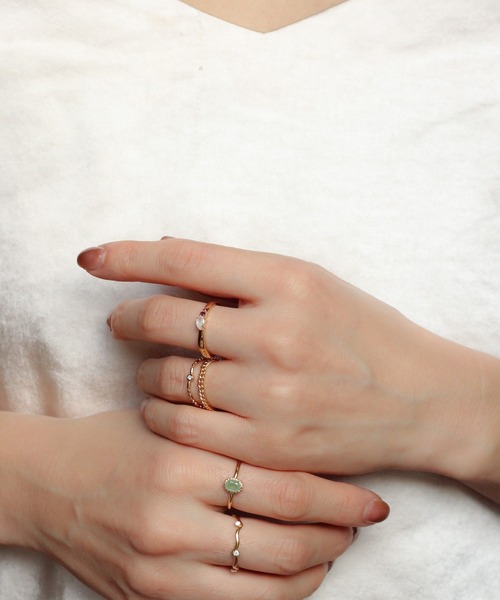 WEB限定】K18vermeil ダイヤモンド ベゼルチェーンリング（リング