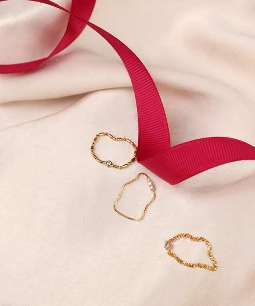 WEB限定】K18vermeil ダイヤモンド ベゼルチェーンリング（リング