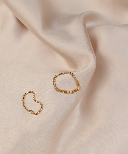 NOIR DE POUPEE（ノワールドプーペ）の「【WEB限定】K18vermeil ダイヤモンド ベゼルチェーンリング（リング・レディース・ゴールド・#3/#5/#7/#9/#11/#13/#15）」の3枚目の写真