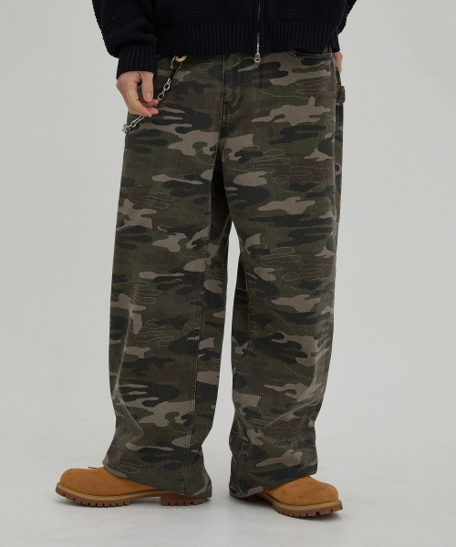 HOODHOOD（フッドフッド）の「HDチェーン刺繍デニムパンツカモ（デニムパンツ・レディース・その他・1/2/3/4）」の2枚目の写真