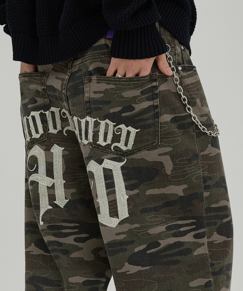 HOODHOOD（フッドフッド）の「HDチェーン刺繍デニムパンツカモ（デニムパンツ・レディース・その他・1/2/3/4）」の4枚目の写真