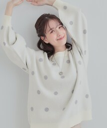 SHOO・LA・RUE | 【S-LL/洗濯機可】体型カバーできる 大人のドット柄ニット(ニット/セーター)