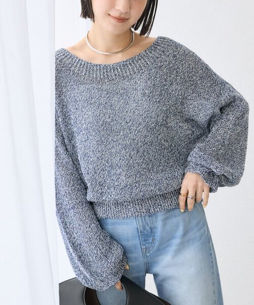 RIVE DROITE（リヴドロワ）の「【ワンショルやオフショルにも！】ペーパーMIXニット（ニット/セーター・レディース・ベージュ/イエロー/ブルー・FREE）」の3枚目の写真