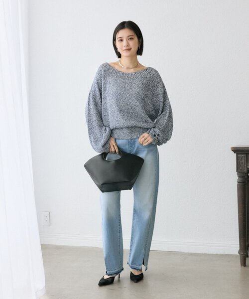 RIVE DROITE（リヴドロワ）の「【ワンショルやオフショルにも！】ペーパーMIXニット（ニット/セーター・レディース・ベージュ/イエロー/ブルー・FREE）」の18枚目の写真