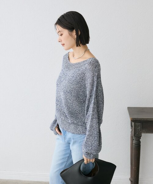 RIVE DROITE（リヴドロワ）の「【ワンショルやオフショルにも！】ペーパーMIXニット（ニット/セーター・レディース・ベージュ/イエロー/ブルー・FREE）」の13枚目の写真