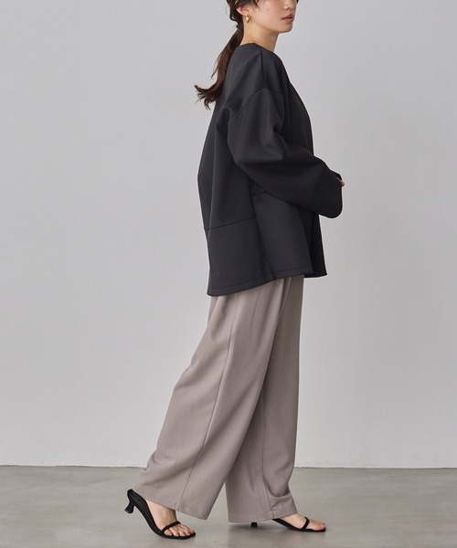 hunch（ハンチ）の「ダンボール ノーカラーコート（ノーカラーコート・レディース・ブラック/ライトベージュ/チャコール・FREE）」の7枚目の写真