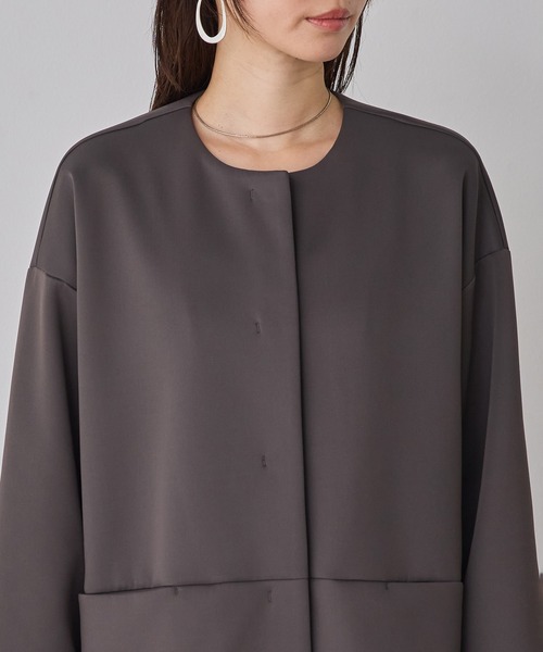 hunch（ハンチ）の「ダンボール ノーカラーコート（ノーカラーコート・レディース・ブラック/ライトベージュ/チャコール・FREE）」の12枚目の写真