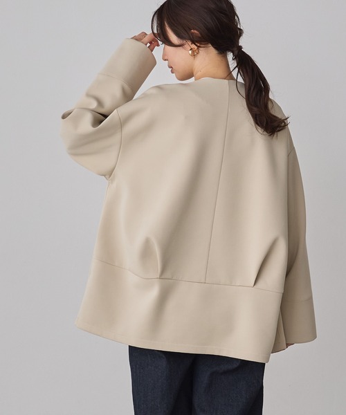 hunch（ハンチ）の「ダンボール ノーカラーコート（ノーカラーコート・レディース・ブラック/ライトベージュ/チャコール・FREE）」の22枚目の写真