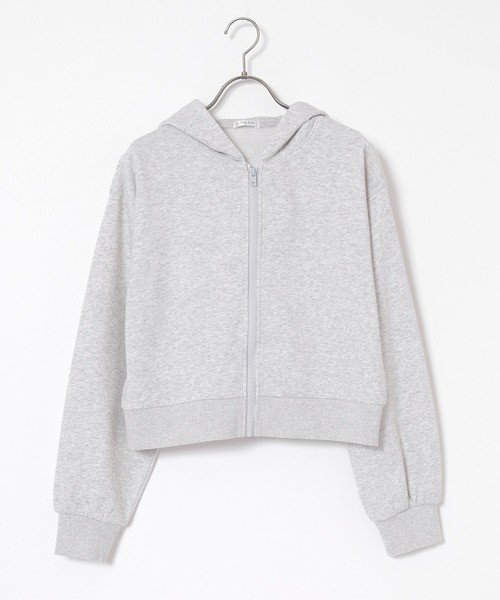 Honeys(ハニーズ)の「ショート丈ジップパーカー(パーカー・レディース・アイボリー系1/杢グレー/ブラック・SS/S/M/LL/L)」の20枚目の写真